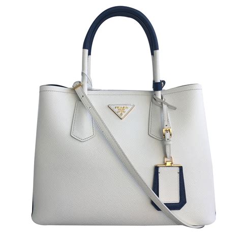 sac prada blanc cuir|Prada.